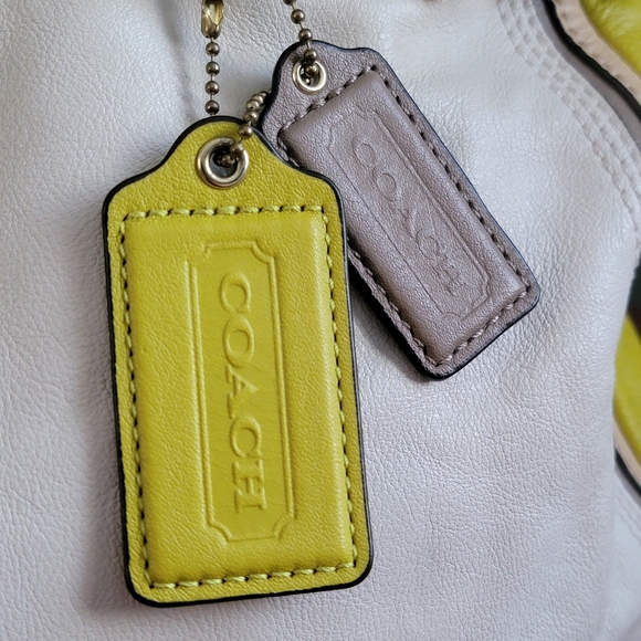 Coach 22701 Madison Kara Carryall Green Tan Cream Leather Brass Y2K Satchel Bag - Picture 3 of 16